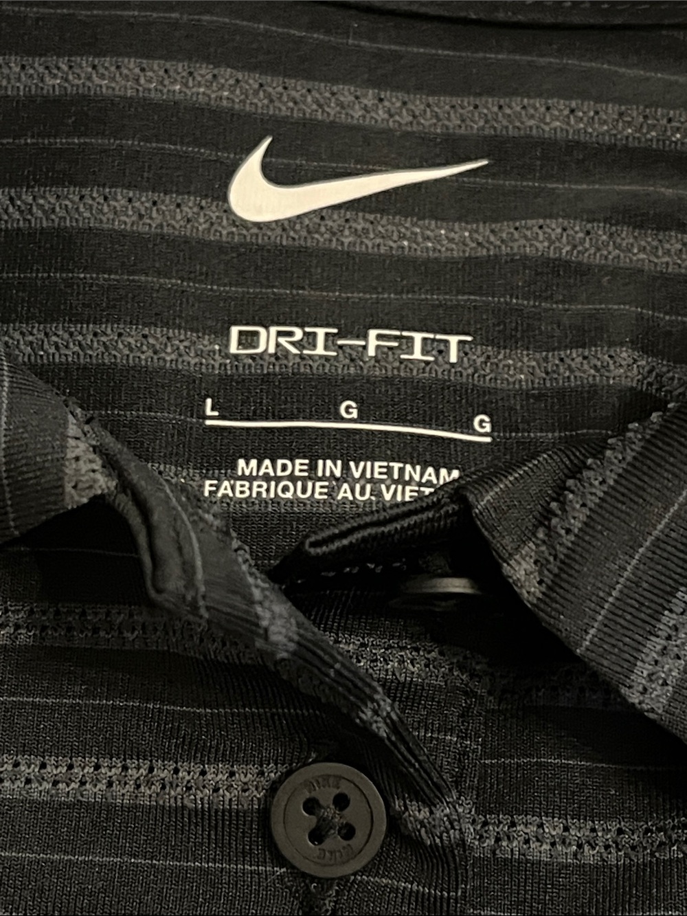 Nike Golf Polo Women's L Short Sleeve Textured Stripe Black Gray Light $70 - Picture 4 of 10